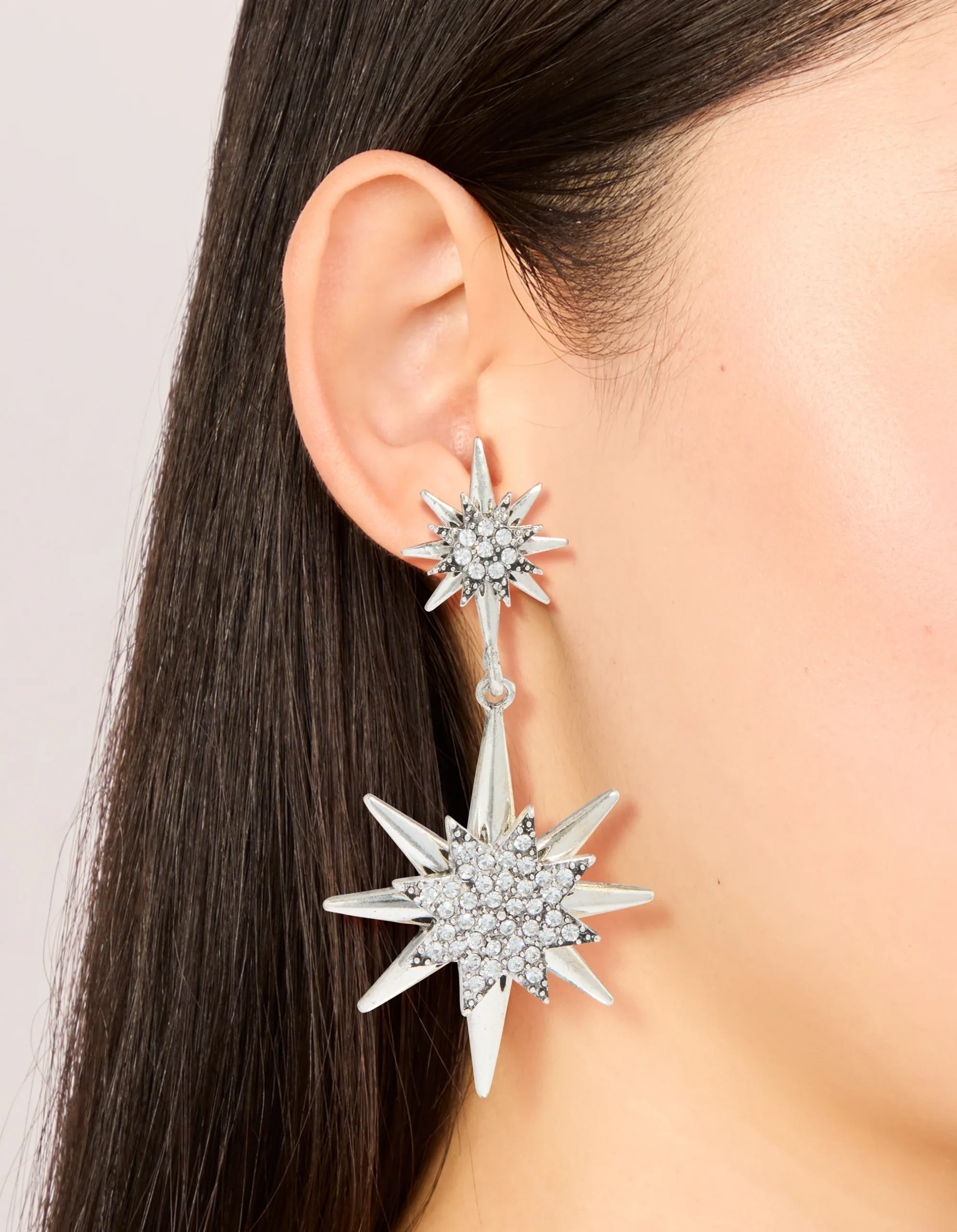 161-antique-silver-diamante-asymetrical-star-moon-drop-earrings-2.webp Antique Silver Diamante Asymetrical Star & Moon Drop Earrings