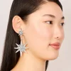 Antique Silver Diamante Asymetrical Star & Moon Drop Earrings