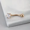 9ct Gold 6mm Cubic Zirconia Belly Ring