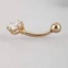 9ct Gold 6mm Cubic Zirconia Belly Ring