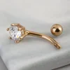 9ct Gold 6mm Cubic Zirconia Belly Ring
