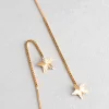 9ct Gold Diamond Cut Star Box Chain Threader Earrings