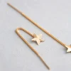 9ct Gold Diamond Cut Star Box Chain Threader Earrings