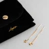 9ct Gold Diamond Cut Star Box Chain Threader Earrings