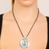 162-antique-silver-swirl-shell-pendant-cord-necklace-1.webp Antique Silver Swirl Shell Pendant Cord Necklace