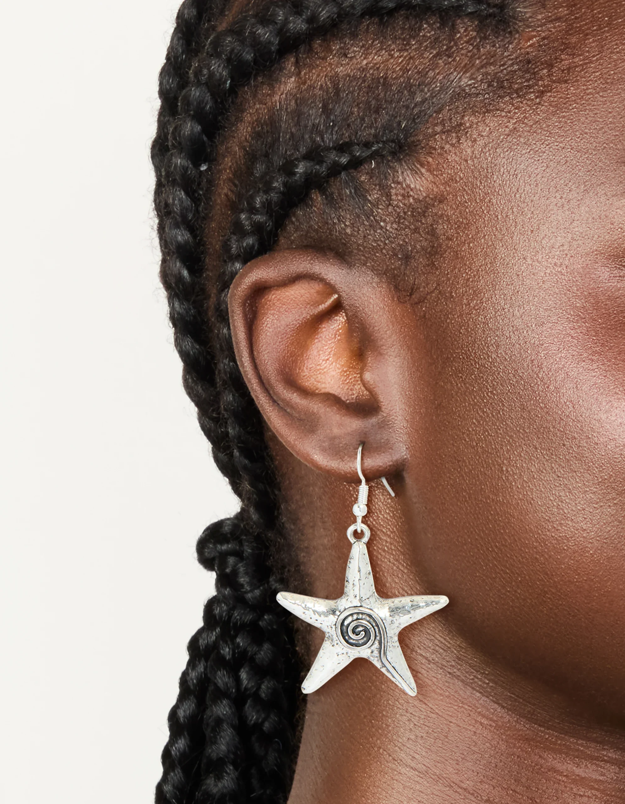 163-antique-silver-swirl-starfish-hook-earrings-1.webp Antique Silver Swirl Starfish Hook Earrings
