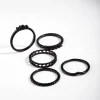 Black Diamante & Chain Ring 5-Pack