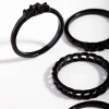 Black Diamante & Chain Ring 5-Pack