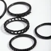 Black Diamante & Chain Ring 5-Pack