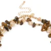 Acrylic Beaded & Tigers Eye Semi Precious Stone Boho Layered Necklace