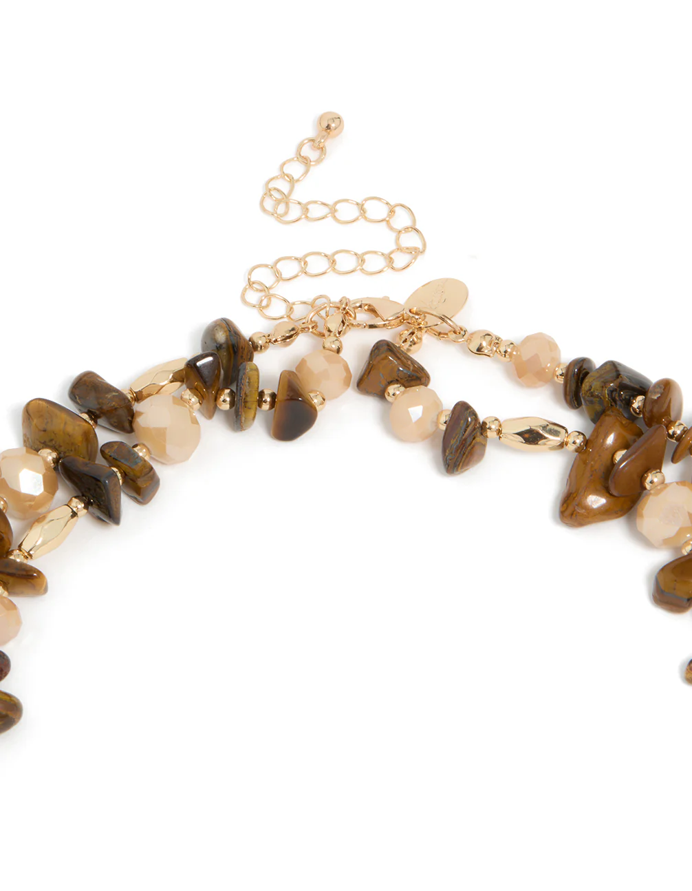 Acrylic Beaded & Tigers Eye Semi Precious Stone Boho Layered Necklace