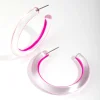 Acrylic Bright Pink Hoop Earrings