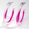 Acrylic Bright Pink Hoop Earrings