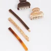 Acrylic Brown Slide Claw Clip Pack