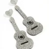 Acrylic Glitter Guitar Drop Earrings