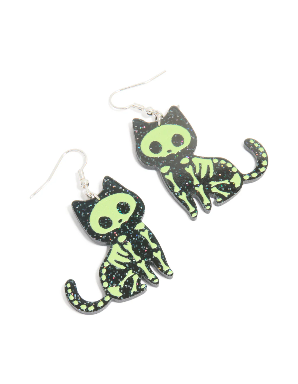 1690-acrylic-glitter-skeleton-cat-drop-earrings-1.webp Acrylic Glitter Skeleton Cat Drop Earrings