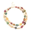 Acrylic Mixed Stone Beaded Double Row Necklace