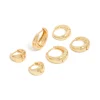 Classic Gold Plated Brass Chunky Hoop Earrings 3-Pack
