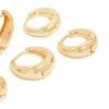Classic Gold Plated Brass Chunky Hoop Earrings 3-Pack
