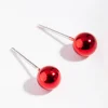 Acrylic Red Festive Ball Stud Earrings