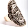 Antique Flower Etched Disc Ring