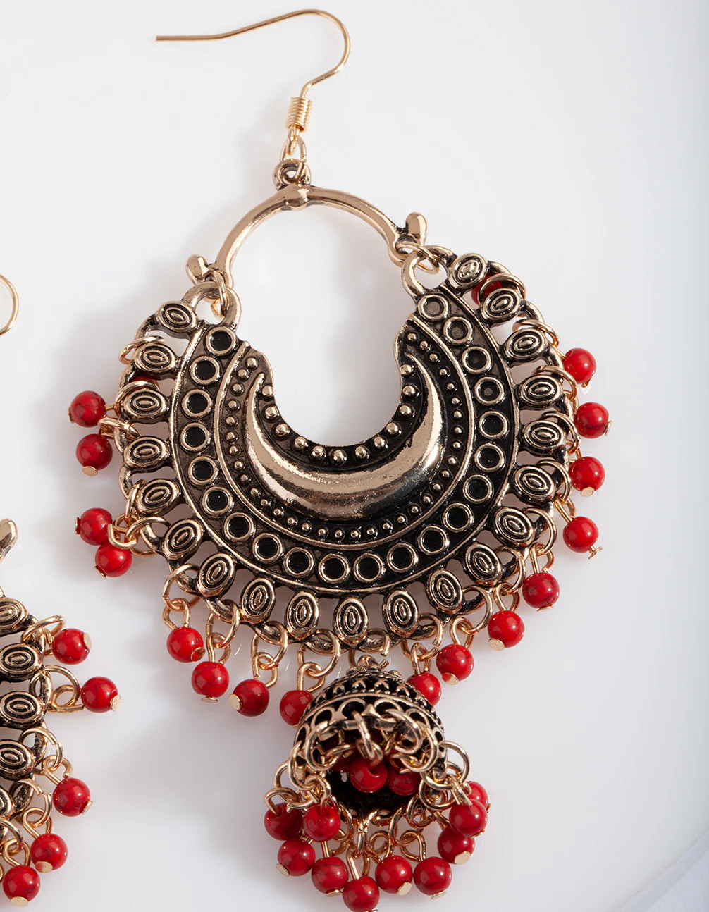1794-antique-gold-bead-tassel-drop-earrings-2.webp Antique Gold & Bead Tassel Drop Earrings