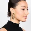 Antique Gold Black Patterned Dreamcatcher Tassel Drop Earrings