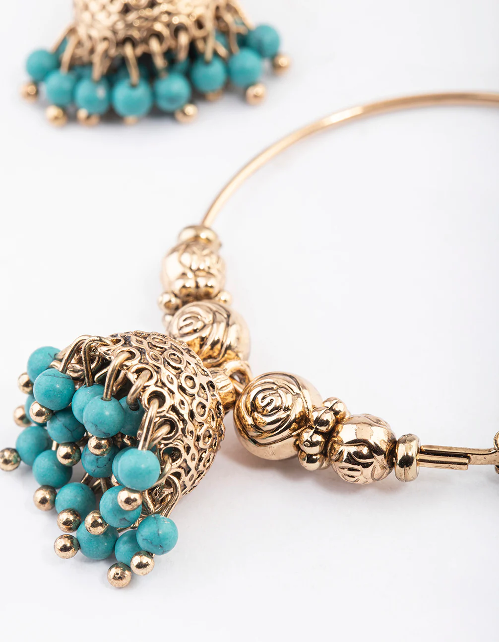 1802-antique-gold-blue-bead-hoop-jhumka-earrings-2.webp Antique Gold Blue Bead Hoop Jhumka Earrings
