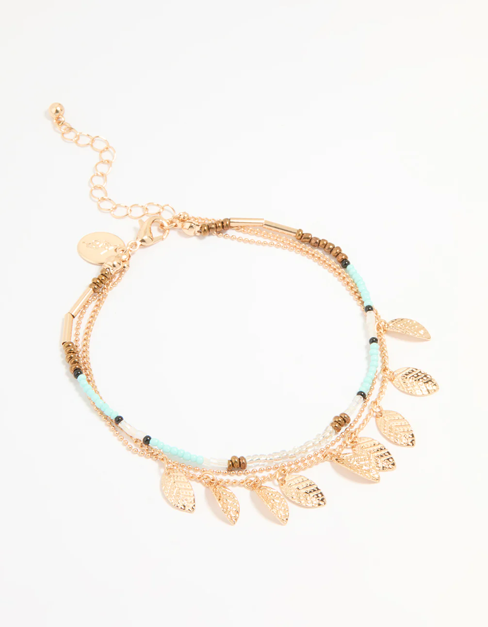 1803-antique-gold-blue-beaded-leaf-layered-anklet-1.webp Antique Gold Blue Beaded & Leaf Layered Anklet