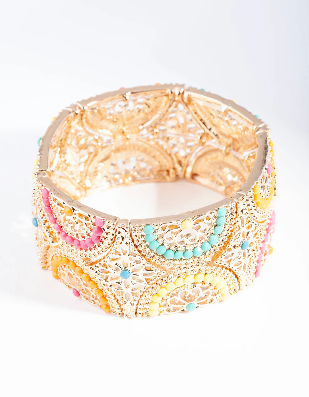 Antique Gold Bright Filigree Diamante Mix Bracelet