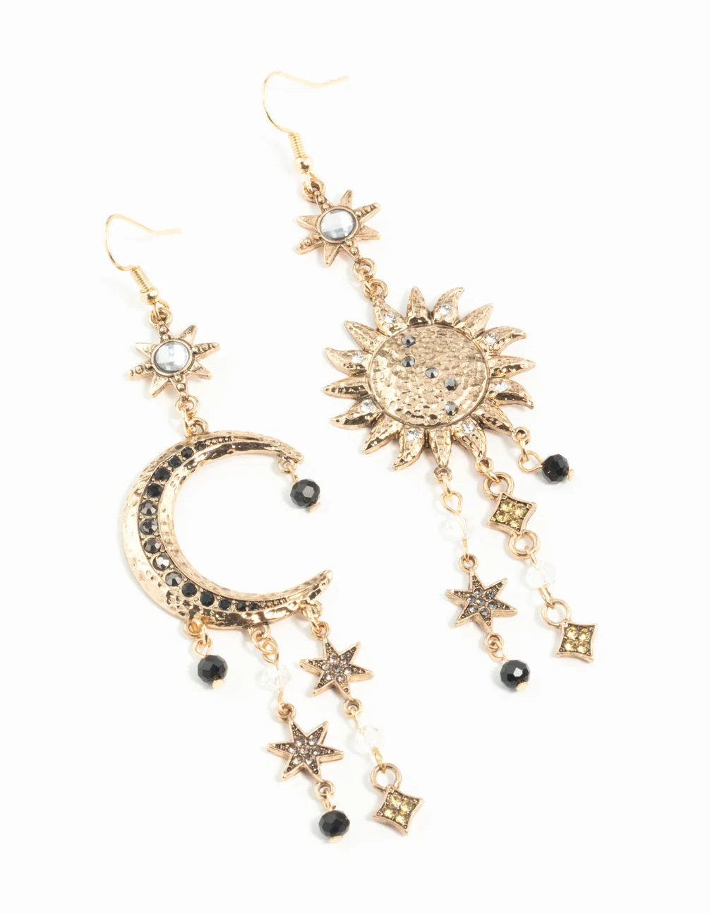 1812-antique-gold-celestial-grey-black-gem-earrings-1.webp Antique Gold Celestial Grey Black Gem Earrings