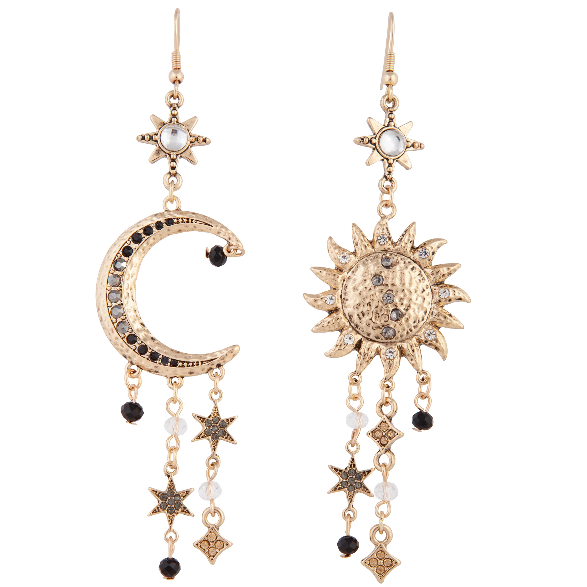 1812-antique-gold-celestial-grey-black-gem-earrings-2.webp Antique Gold Celestial Grey Black Gem Earrings