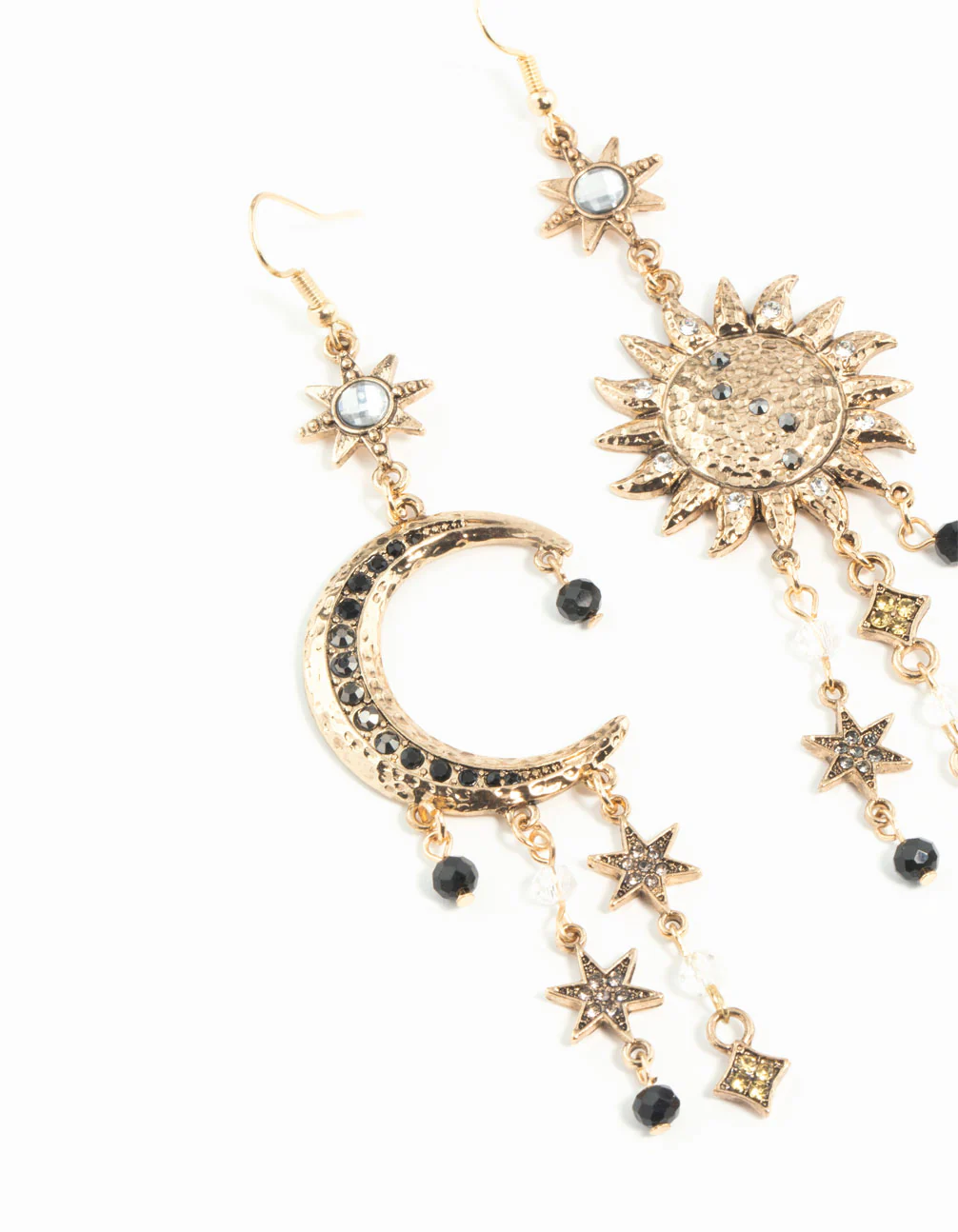 1812-antique-gold-celestial-grey-black-gem-earrings-3.webp Antique Gold Celestial Grey Black Gem Earrings