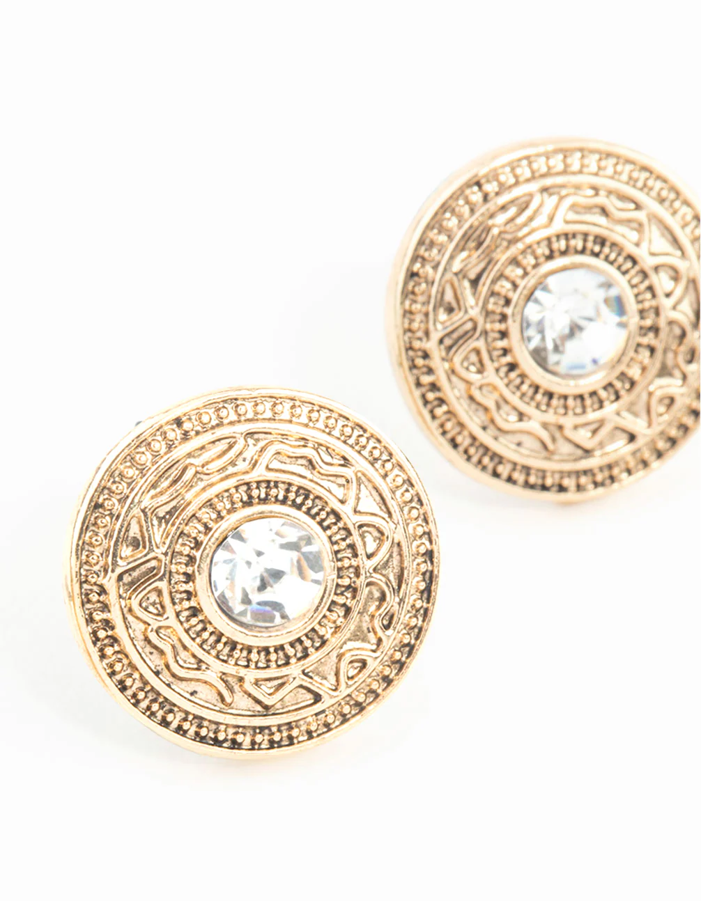 1818-antique-gold-diamante-stud-earrings-2.webp Antique Gold Diamante Stud Earrings
