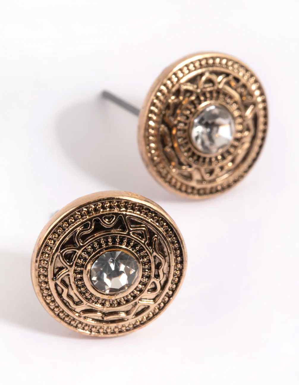1818-antique-gold-diamante-stud-earrings-3.webp Antique Gold Diamante Stud Earrings