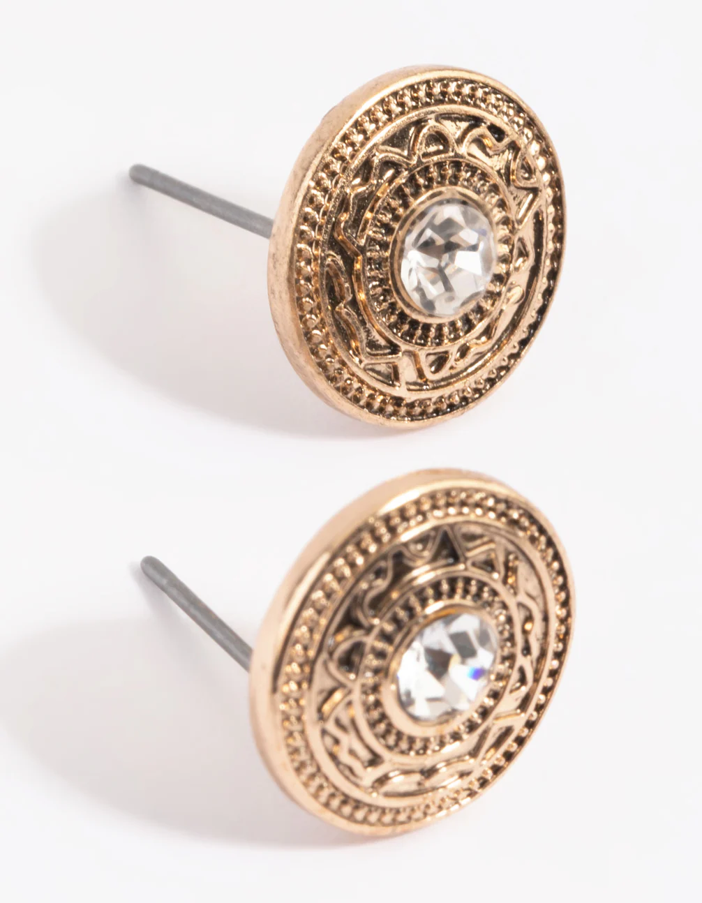1818-antique-gold-diamante-stud-earrings-4.webp Antique Gold Diamante Stud Earrings