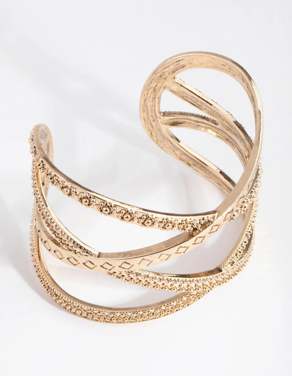 1821-antique-gold-etched-4-row-cuff-bracelet-1.webp Antique Gold Etched 4-Row Cuff Bracelet