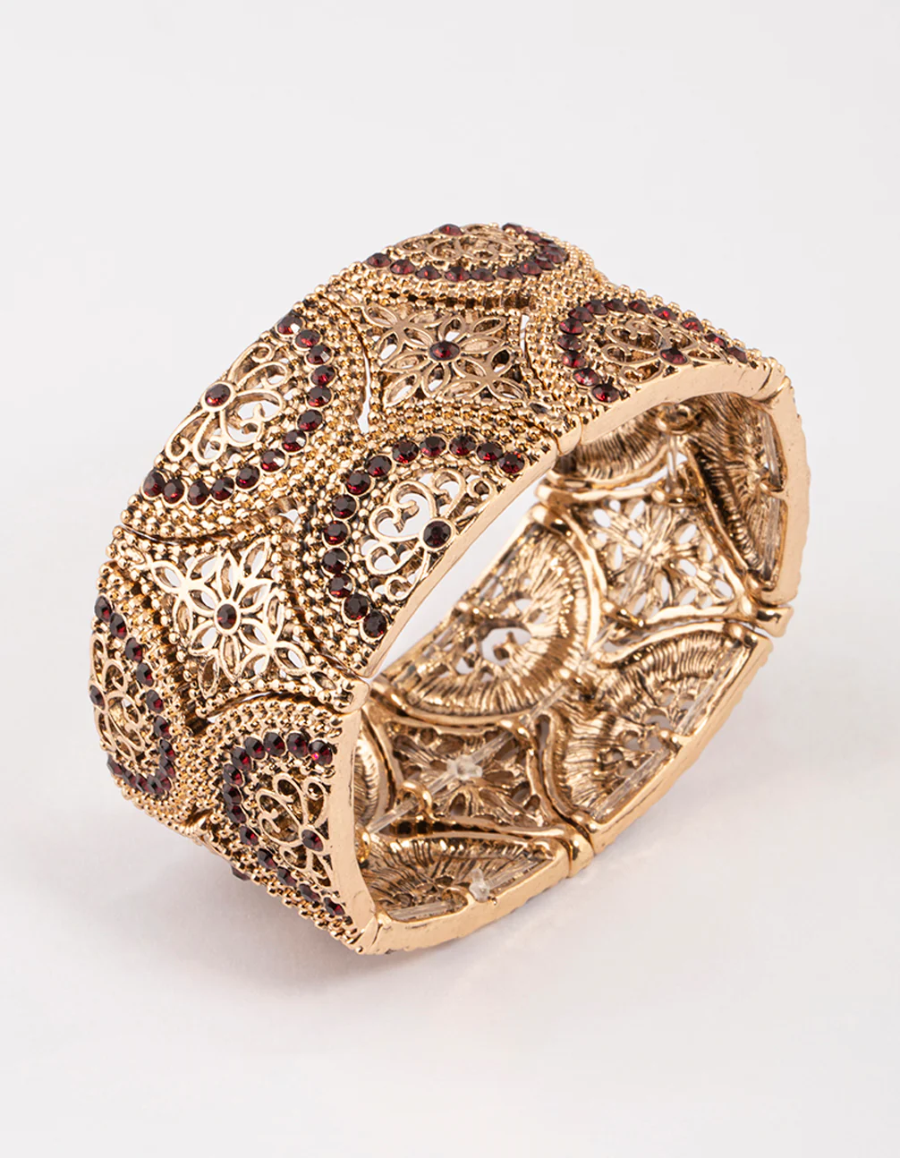 1824-antique-gold-filigree-diamante-mixed-stretch-bracelet-2.webp Antique Gold Filigree Diamante Mixed Stretch Bracelet