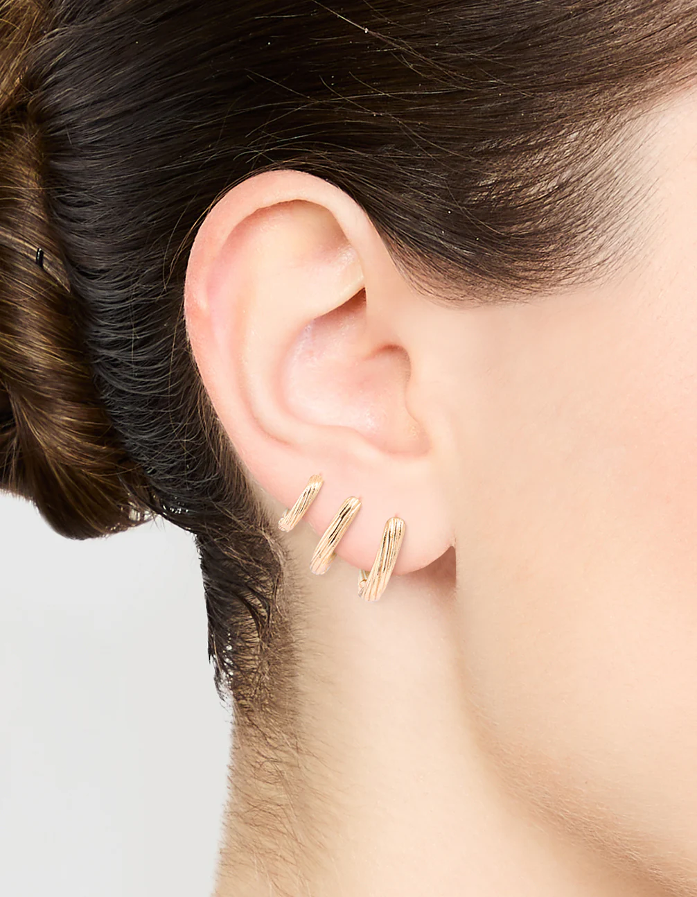 Antique Gold Graduating Twisted Hoop Earrings 3-Pack