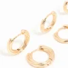 Antique Gold Graduating Twisted Hoop Earrings 3-Pack
