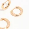 Antique Gold Graduating Twisted Hoop Earrings 3-Pack
