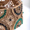 Antique Gold Green Filigree Diamante Stretch Bracelet