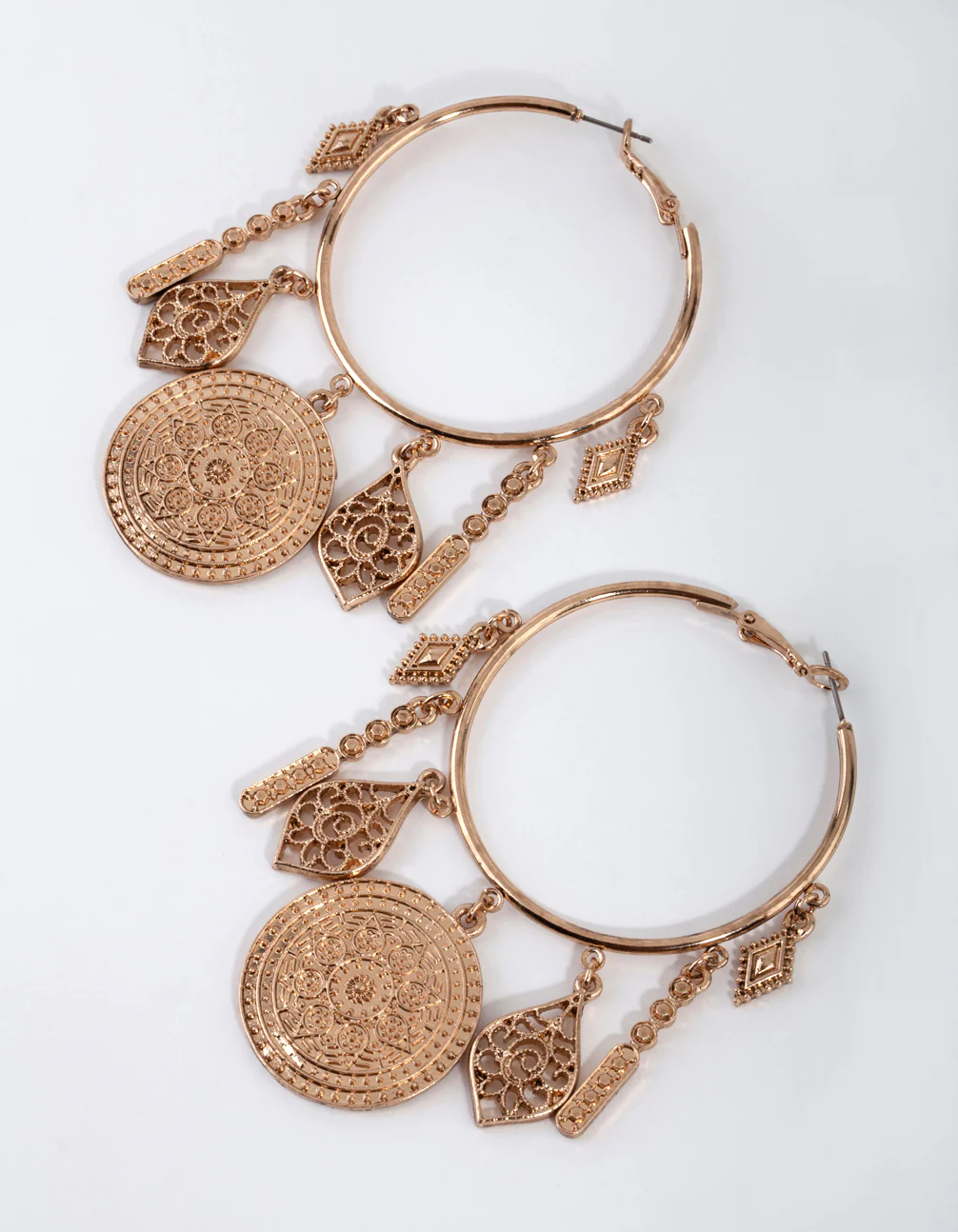 1834-antique-gold-large-metal-charms-hoop-earrings-4.webp Antique Gold Large Metal Charms Hoop Earrings