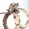 Antique Gold Multifinger Etched Dragon Ring