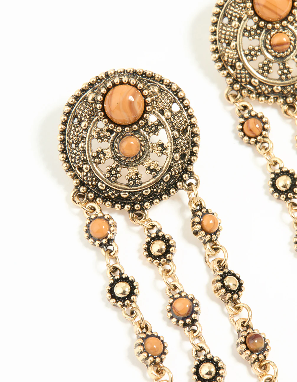 1853-antique-gold-orange-circle-drop-earrings-4.webp Antique Gold Orange Circle Drop Earrings