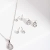 Diamond Simulant Pear Drop Earrings Necklace Set
