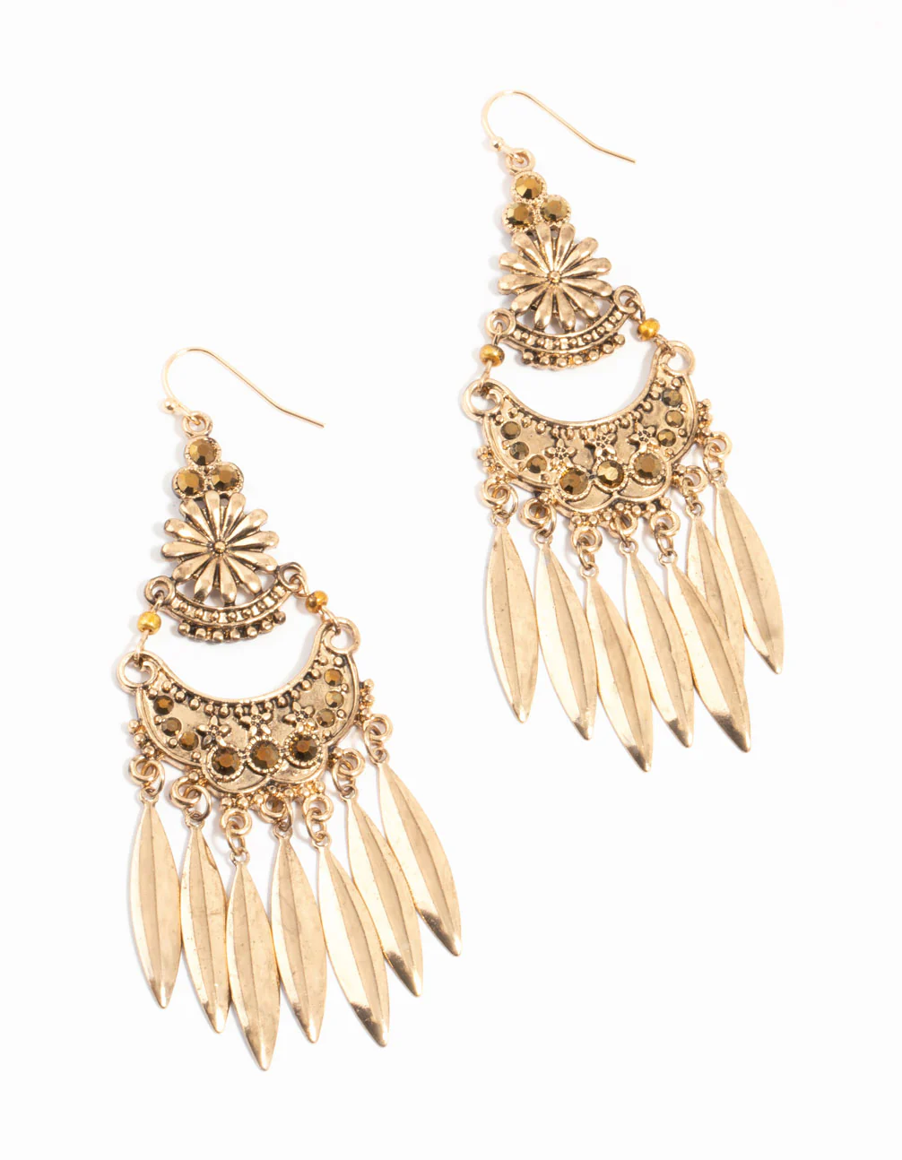 1860-antique-gold-patterned-large-drop-earrings-1.webp Antique Gold Patterned Large Drop Earrings