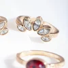 Antique Gold Ruby Floral Ring Stack