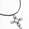 Antique Gold Rustic Stone Cord Pendant Necklace