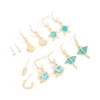 Gold Aqua Diamante Stingray & Sea Life Earrings 6-Pack